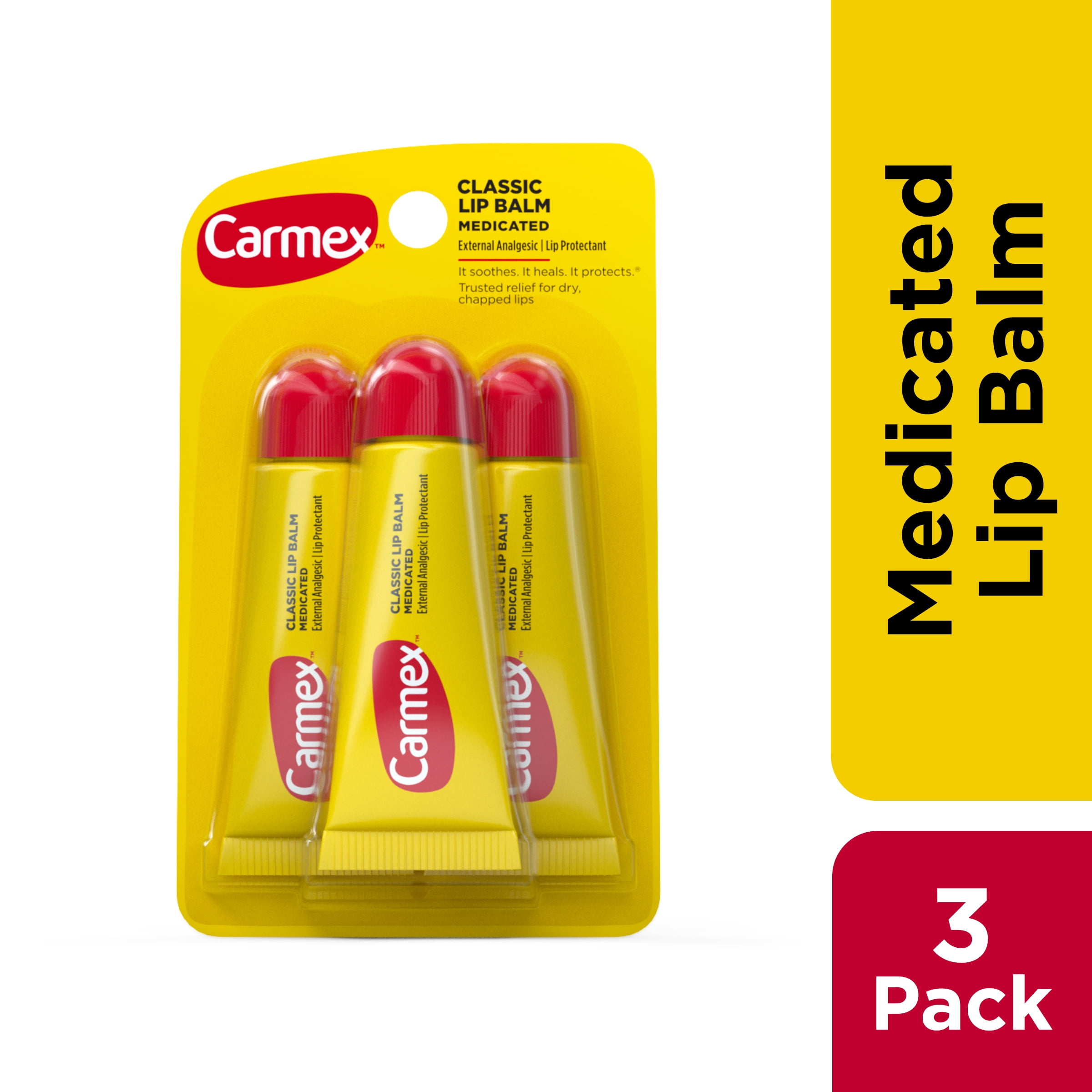 Medicated Lip Balm Sticks, Lip Moisturizer for Dry, Chapped 0.15 OZ - (1 Pack of 3) - Walmart.com