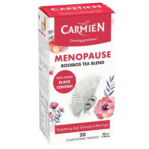 Carmien Tea Menopause Herbal Rooibos Tea Bags, Caffeine-Free, 20 Count