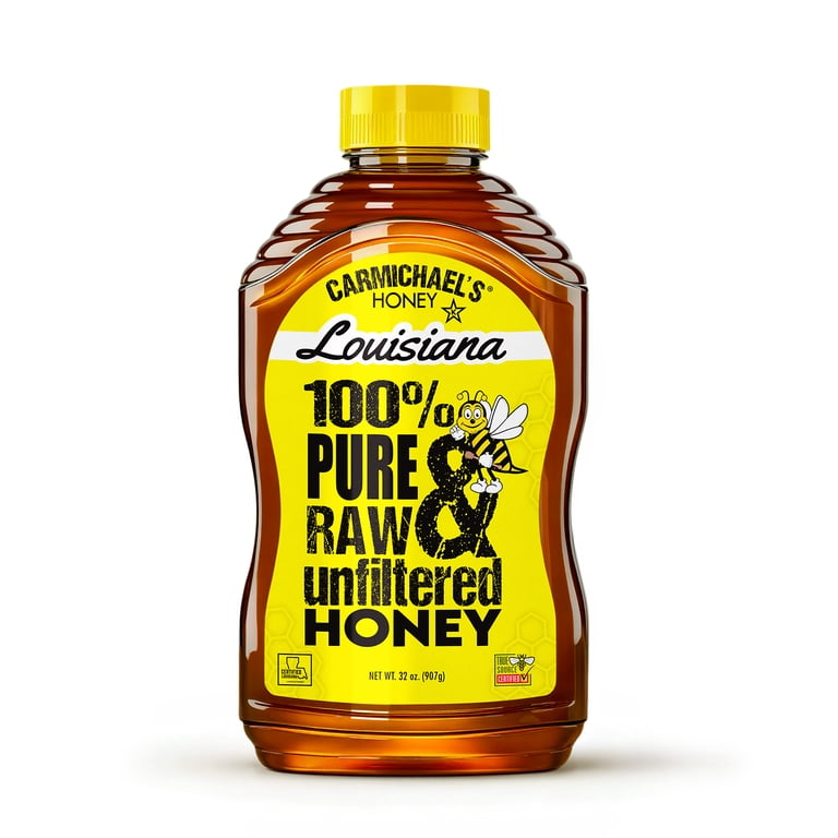 Carmichael's Raw & Unfiltered Louisiana Honey, 32 oz Squeeze