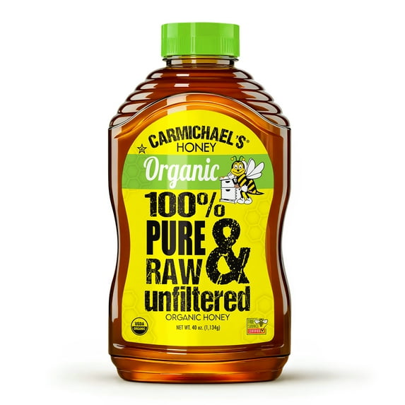 Carmichael's Honey Organic Raw & Unfiltered Honey, 40 oz – 100% Pure, USDA Certified Organic