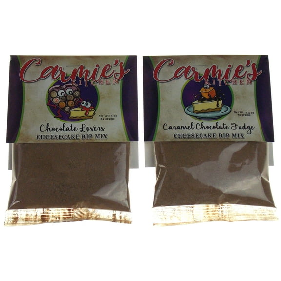 Carmie's Kitchen Caramel Chocolate Fudge & Chocolate Lovers Cheesecake Dip Mix Lot of 2