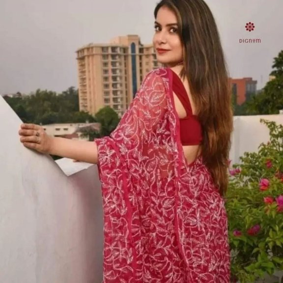 Carmine Red Hand Embroidered Chikankari Saree