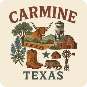 Carmine Texas Keepsakes Souvenir Vinyl Sticker – Destination Travel Keepsake Collectible (6-Inches Wide)