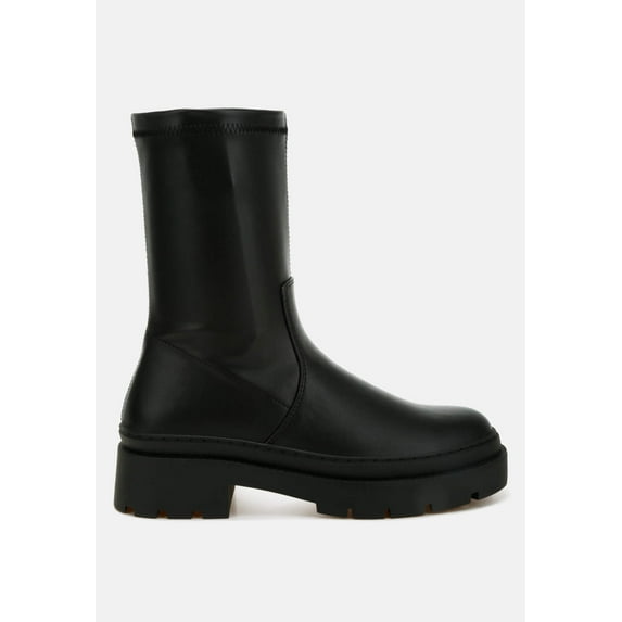 Carmit Chunky Faux Leather Calf Boots