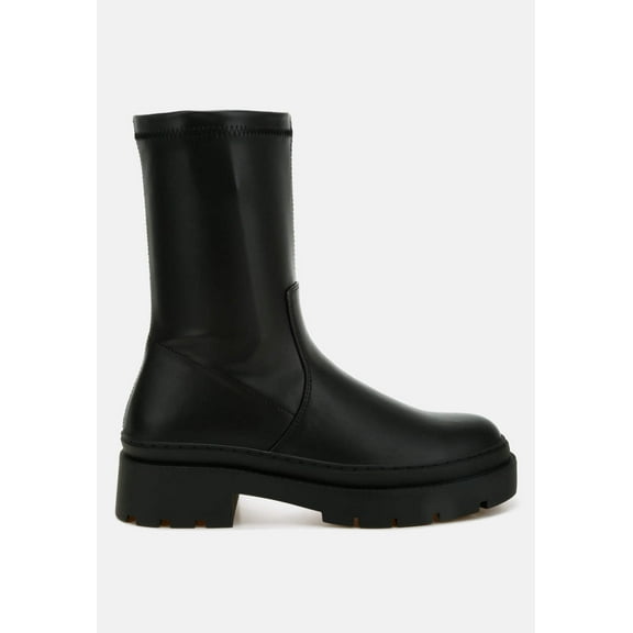 Carmit Chunky Faux Leather Calf Boots