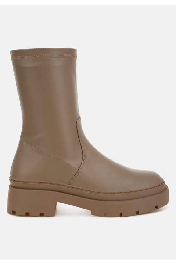 Carmit Chunky Faux Leather Calf Boots