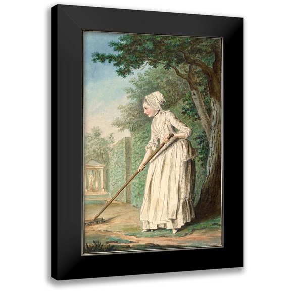 Carmontelle, Louis Carrogis de 11x14 Black Modern Framed Museum Art Print Titled - The Duchess of Chaulnes as a Gardener in an Allée, 1771