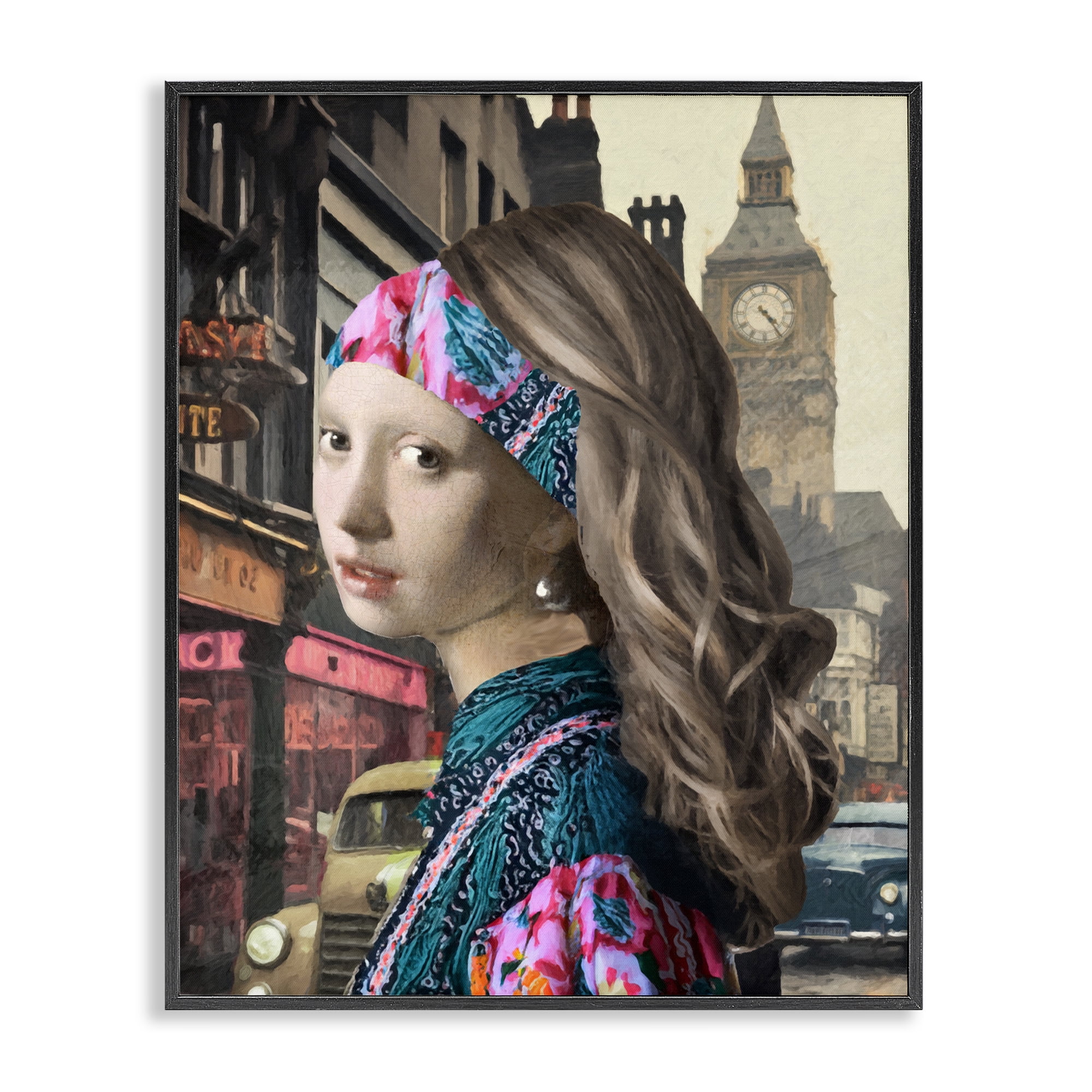 Carnaby Street Remix Painting Black Framed Giclee Art, design by Sasha