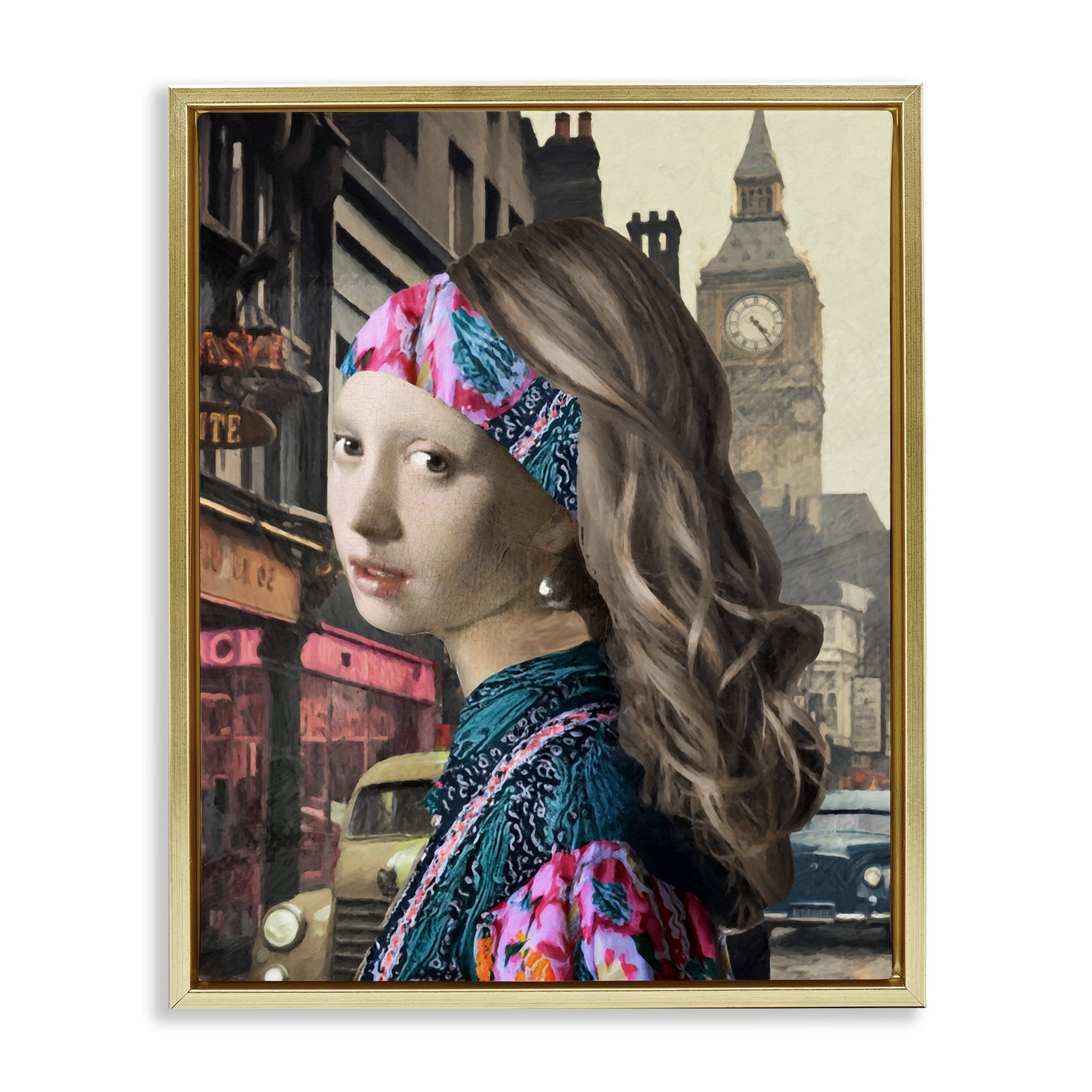 Carnaby Street Remix Painting Gold Framed Floater Canvas Wall Art, design by Sasha