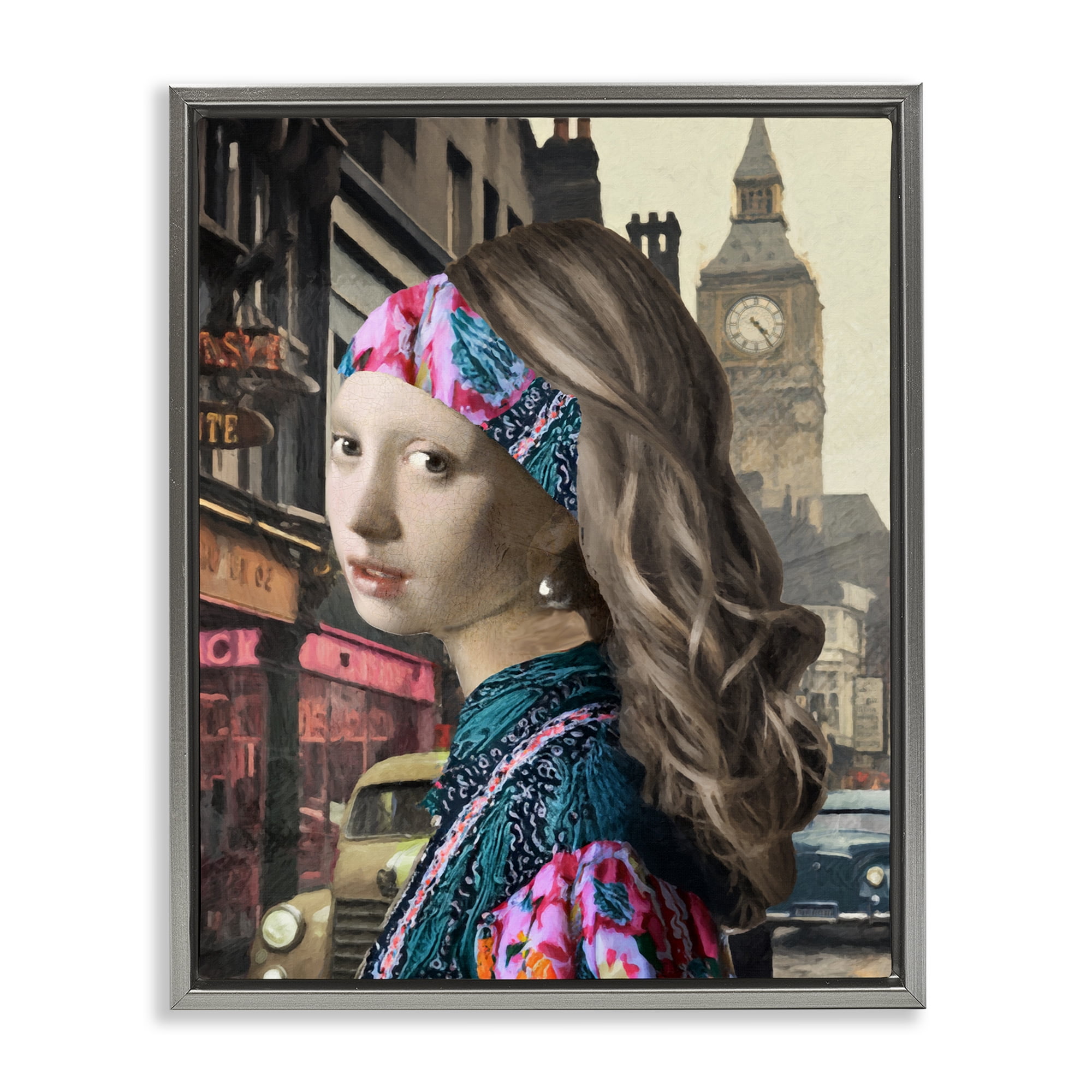 Carnaby Street Remix Painting Gray Framed Floater Canvas Wall Art, design by Sasha