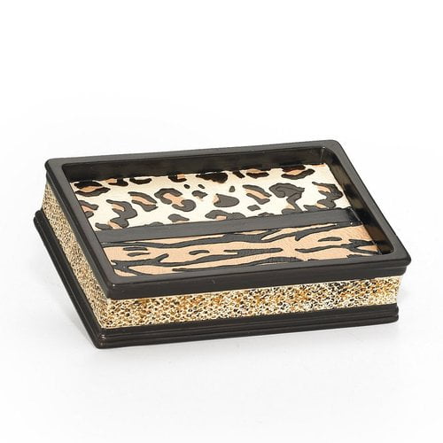 Leopard Print Black and Gold Resin Soap Dish
