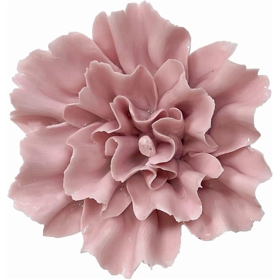 Carnation, 2.76" Ceramic Flower Wall Art, 3D Wall Hanging Decor,Artificial Flower Wall Sculpture,Handcrafted 3D Hanging Porcelain Flowers, Porcelain Flower Wall Dcor (Pink)