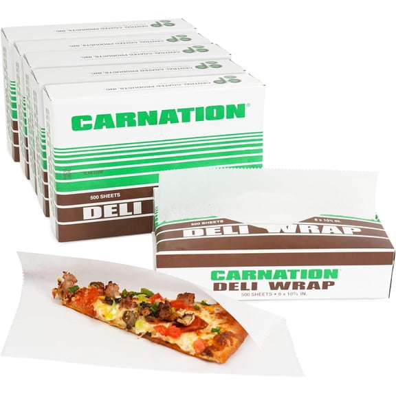 Carnation 3000 Pcs White Deli Wrap Wax Paper Sheets - 8" x 10.75" Pre-Cut, Interfolded Food Paper Sheets - for Basket Liners, Sandwich Wrapping - Grease and Oil-Resistant, Non-Stick