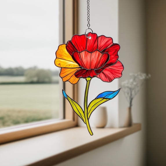 Carnation Acrylic Suncatcher Flower Art Window Hanging Home Decor Floral Lover Gift