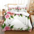 Carnation Bedding Set 3pcs 2pcs Duvet Cover Set King Size Pink Flower