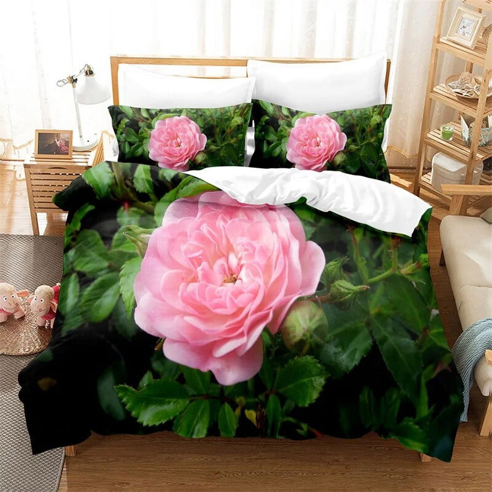 Carnation Bedding Set 3pcs 2pcs Duvet Cover Set King Size Pink Flower