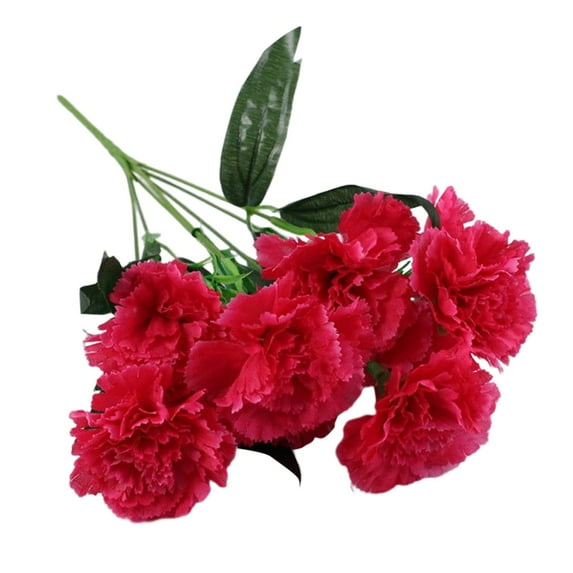 Carnation Bouquet Artificial Fake Flowers Plastic 15 inch Silk UV Resistant Faux Flowers Artificial Bridal Shower Red Plants with Long Stem for Spring Wedding Decor Home Outdoor Valentines Day Gift