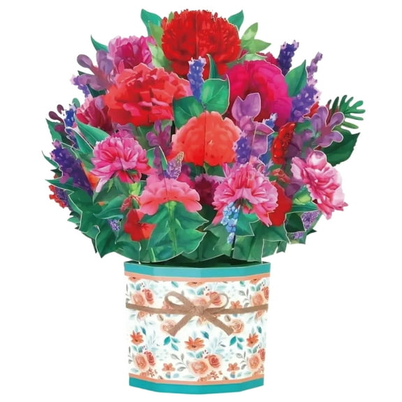 Cmfohlke Carnation Bouquet Pop Up Card, Flower 3D Greeting Cards, Pop-Up Greeting Cards for Birthday, Mother's Day, Thanksgiving, Christmas