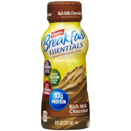 Carnation Breakfast Essentials Complete Nutritional Drink, Rich Milk Chocolate, 8 ounce Bottle, 24 Count