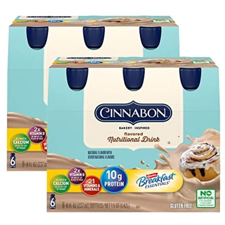 Carnation Breakfast Essentials Flavored Nutritional Drink (Cinnabon, 8 Fl Oz, Pack Of 2)