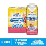Carnation Breakfast Essentials Fruit and Protein Smoothie, Creamy Strawberry Banana, 8 fl oz, 6 Pack