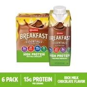 Carnation Breakfast Essentials High Protein Nutritional Drink Shakes, Rich Milk Chocolate Breakfast Shake, 8 fl oz, 6 Pack