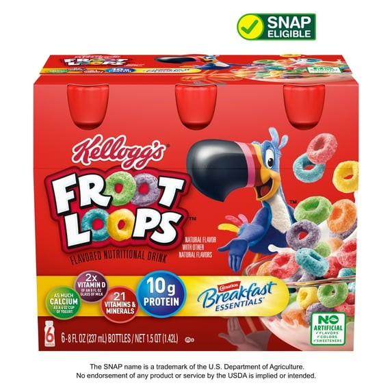 Carnation Breakfast Essentials® Kellogg’s® Froot Loops® Flavored Nutritional Drink, 10 g Protein, 6 - 8 fl oz Bottles