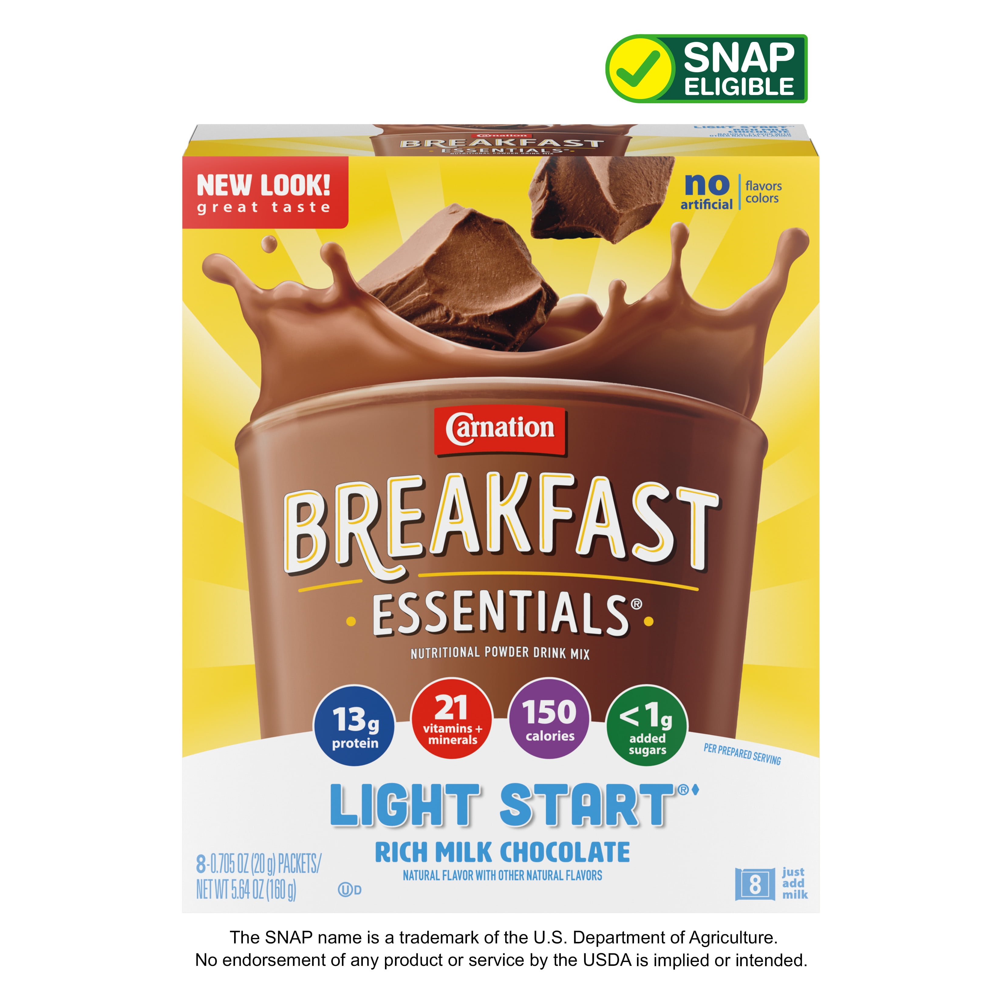 Carnation Breakfast Essentials Light Start Nutritional Powder Drink Mix, Rich Milk Chocolate, 13