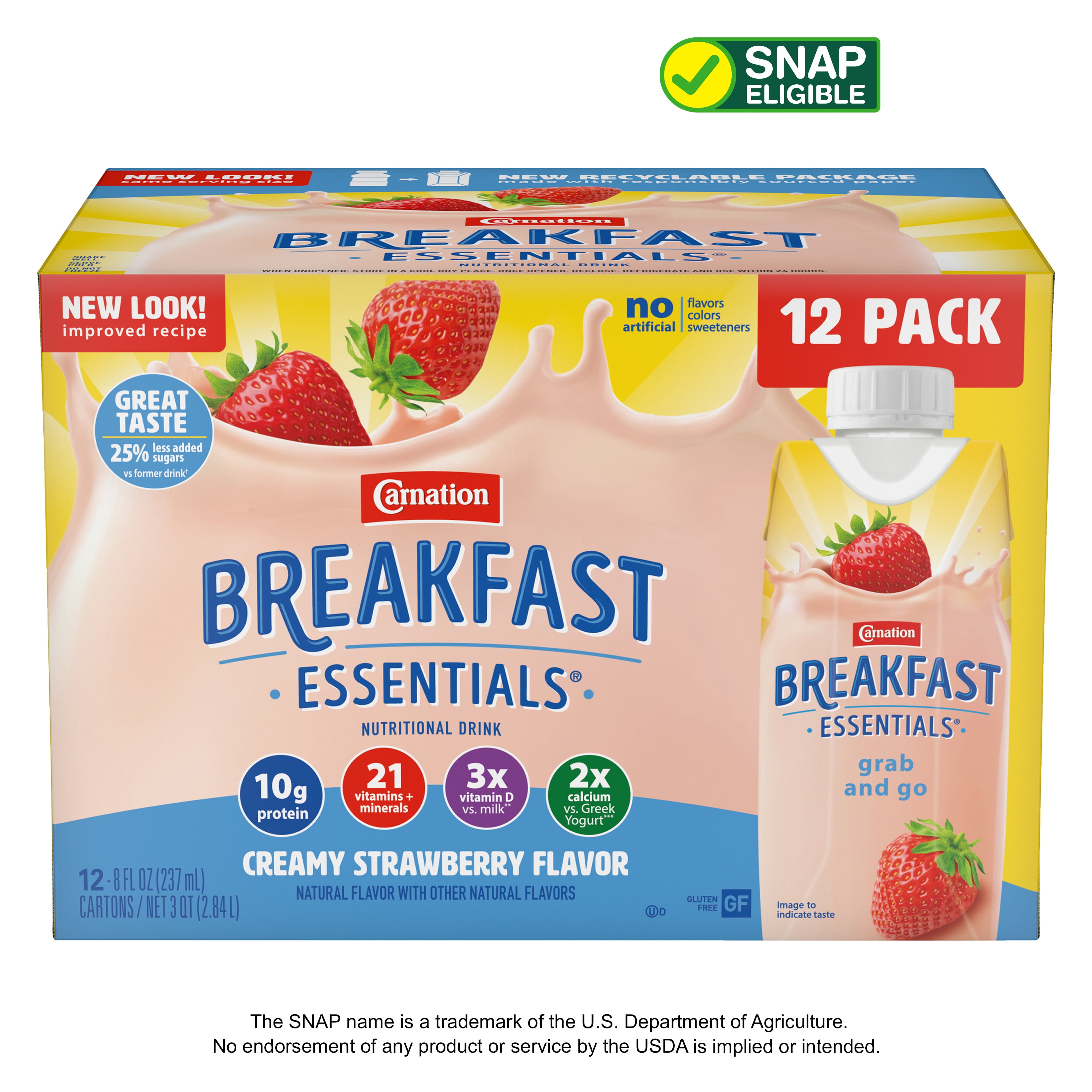 Carnation Breakfast Essentials Nutritional Drink, Creamy Strawberry, 10