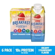 Carnation Breakfast Essentials Nutritional Protein-Packed Drink Shakes, Creamy Strawberry Breakfast Shake, 8 fl oz, 6 Pack
