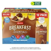 Carnation Breakfast Essentials Nutritional Protein-Packed Drink Shakes, Rich Milk Chocolate, 8 fl oz, 12 Pack