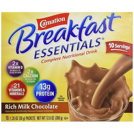 Carnation, Breakfast Essentials Powder Drink Mix, Rich Milk Chocolate, 10 Ct