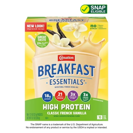 CARNATION BREAKFAST ESSENTIALS POWDER HIGH PROTEIN NUTRITIONAL SHAKE...