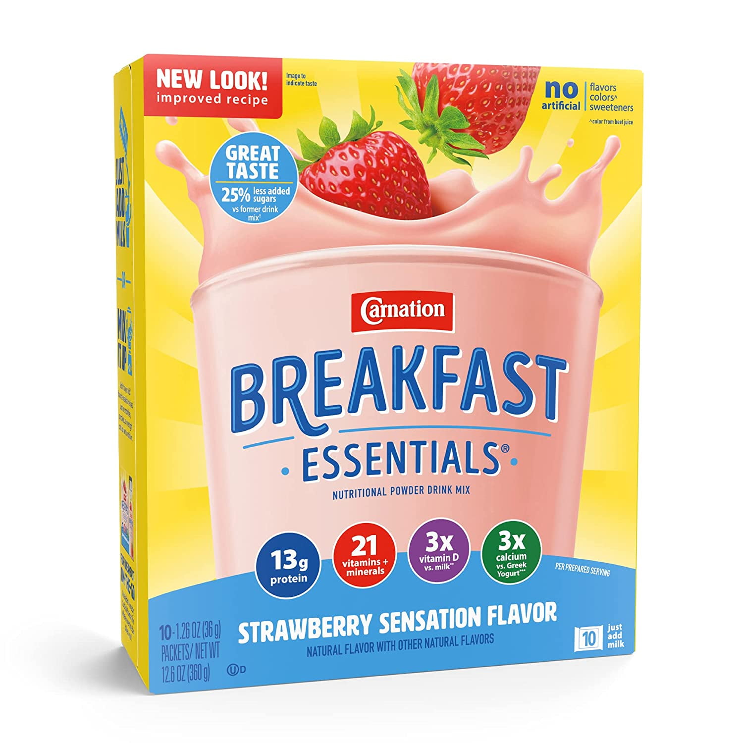 Carnation Breakfast Essentials Strawberry Sensation Flavor 36 Gram