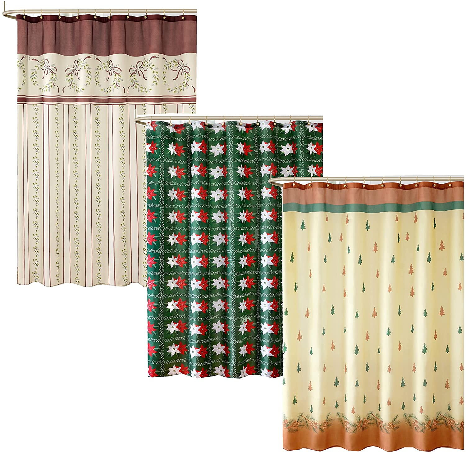 Carnation Christmas Shower Curtain 3 Pack 1 Each Victorian Christmas