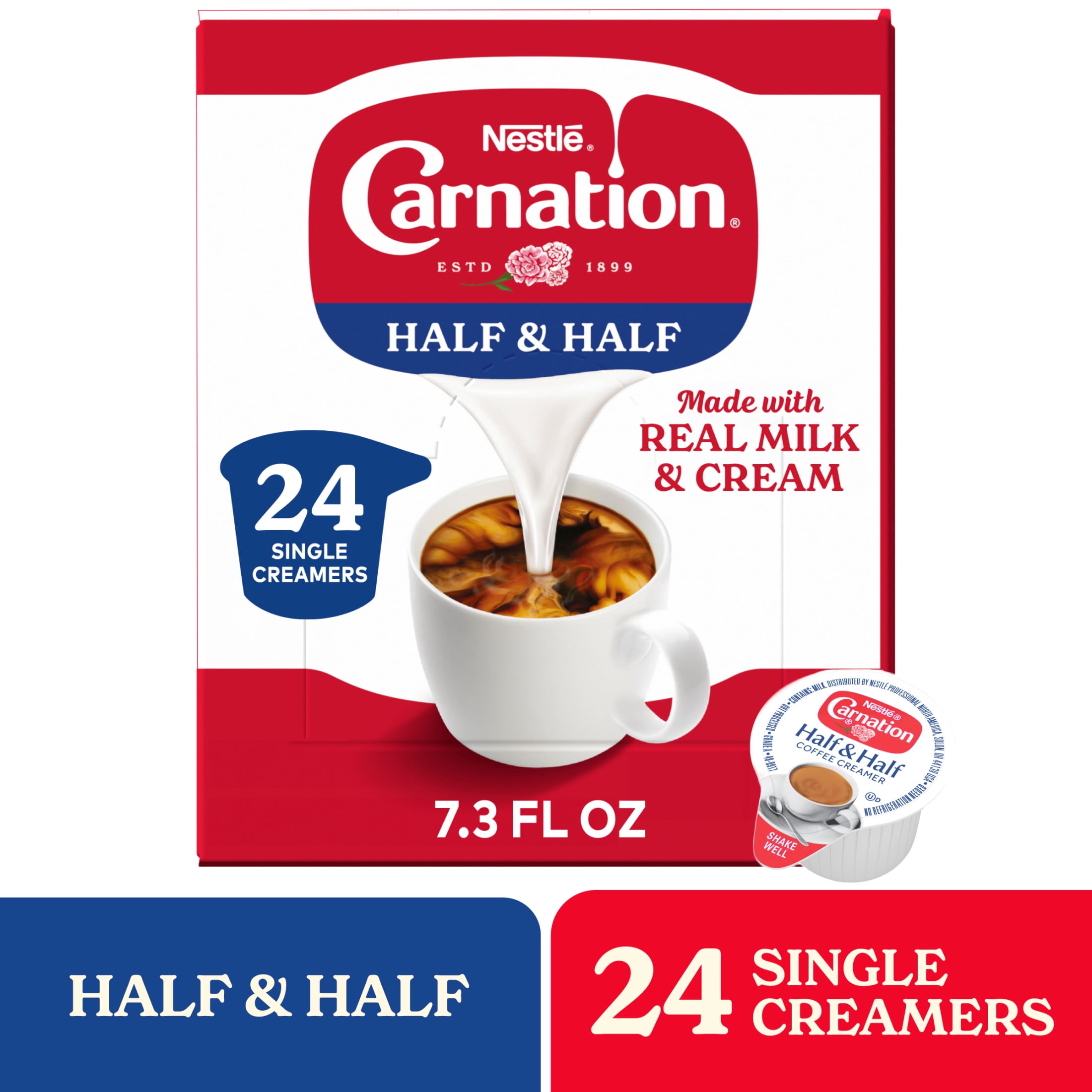Nestl Carnation Half & Half Creamer, Shelf Stable Creamer, Cream for Coffee, 24 CT 9 fl oz