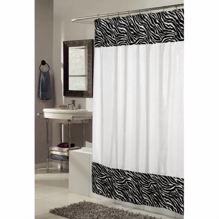 Carnation Home Fashions Serengeti Faux Fur-Trimmed Shower Curtain 72L 70W