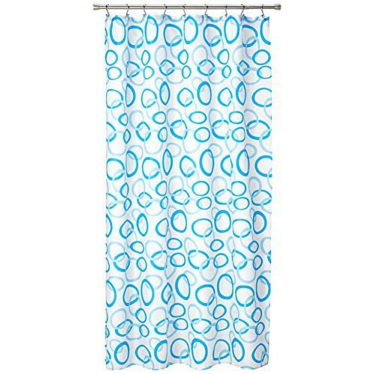 Carnation Home Fashions Blue Circles Stall Printed Fabric Shower Curtain 54 Inch By 78 Com