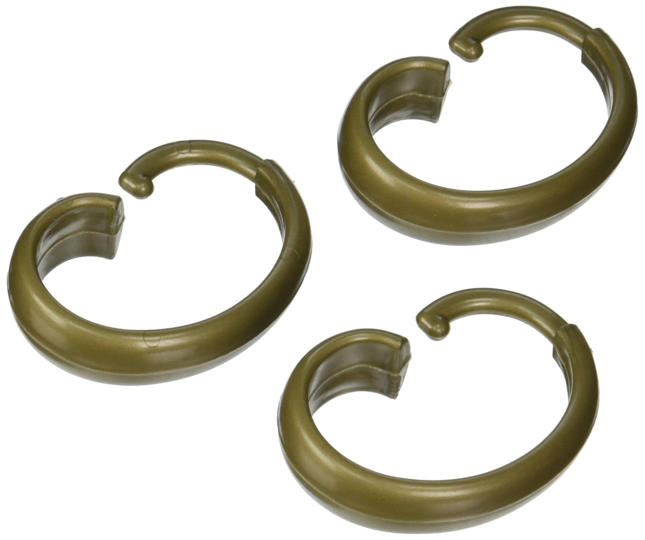 Gold Plastic Rust Resistant Shower Curtain Hooks, Set of 12