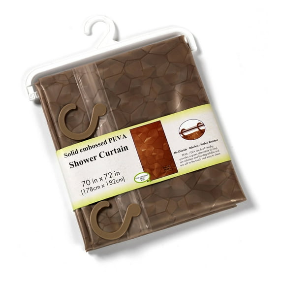 Carnation Home Fashions PEVA Fashion Color Shower Curtain with Built in Hooks