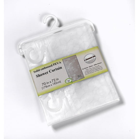 Carnation Home Fashions PEVA Fashion Color Shower Curtain with Built in Hooks