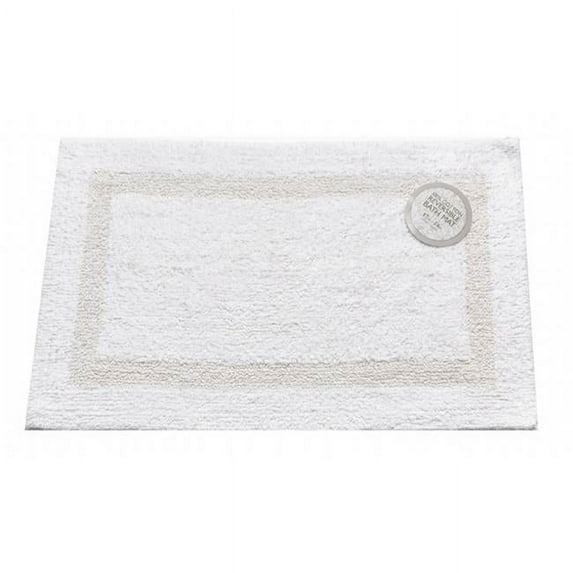 Carnation Home Fashions Reversible Cotton White 100% Cotton Bath Rug, 21" x 34", Soft and Absorbent