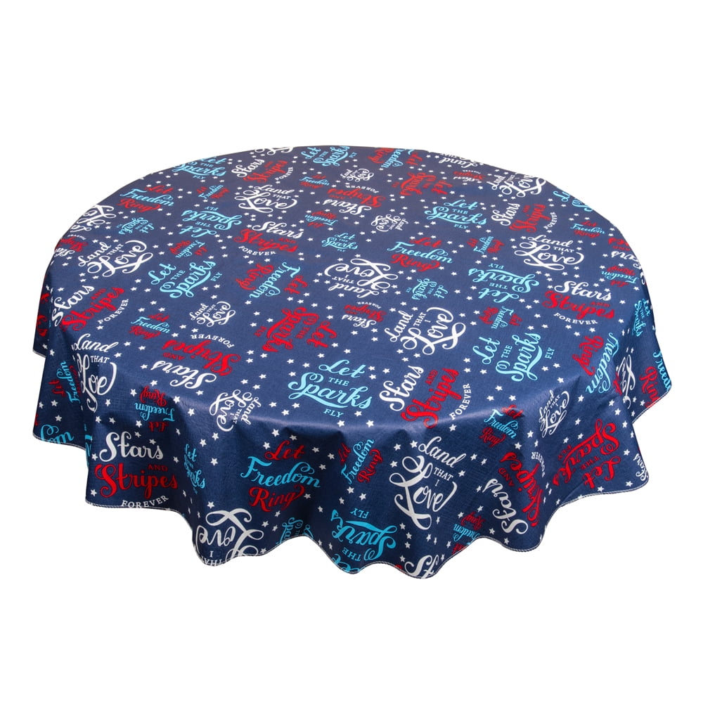 USA 60" Round vinyl flannel backed tablecloth