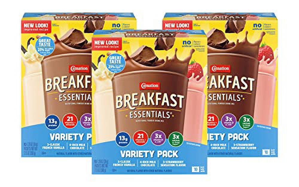 Carnation Instant Breakfast Essentials, Variety Pack, 10 count, 1.26