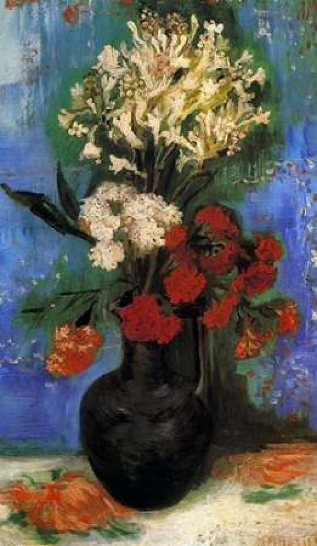 Carnations And Other Flowers Canvas Art - Vincent Van Gogh (12 x 18)