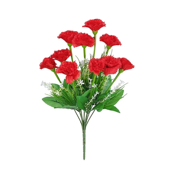 Carnations Artificial Flowers 7 Heads 13in Silk Carnations Flowers with Stems for Wedding Home Centerpieces Floral Arrangements (Red)