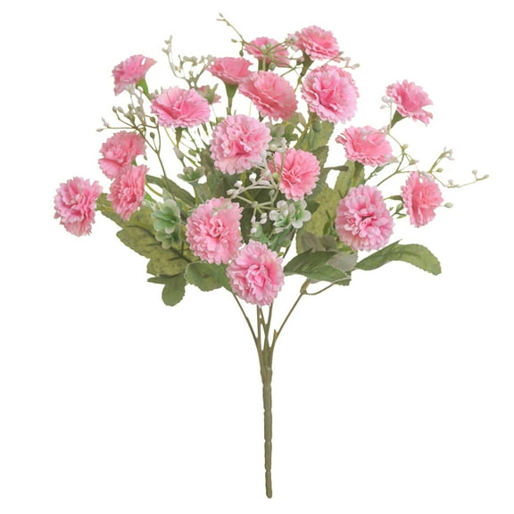 Carnations Artificial Flowers, Small Silk Flowers for Indoor Decor, Home Fake Bouquet Arrangements for Dining Table, Kitchen Bridal Wedding Party Decor, Best Gift for Mum, Pink