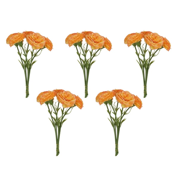 Carnations Artificial Flowers, Spring Carnation Simulation Bouquet, for Home Table Centerpiece Wedding Decor Floral Arrangements (5pcs, Orange)