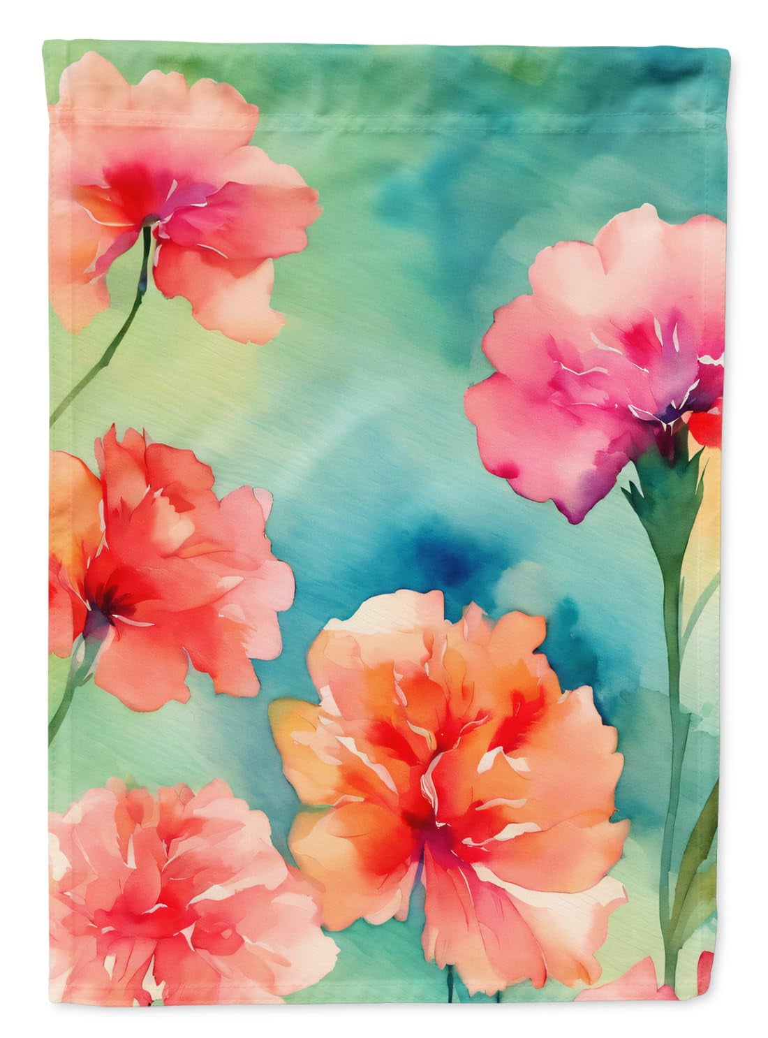 Carnations in Watercolor Garden Flag 11.25 in x 15.5 in