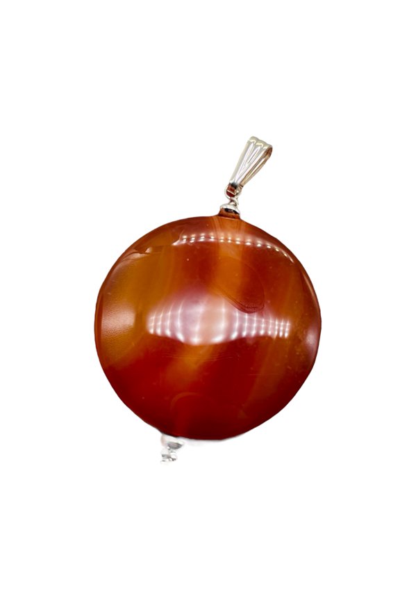 Carnelian 2" Long Round Pendant | 40mm (Carnelian) | Orange | 1 Pendant |